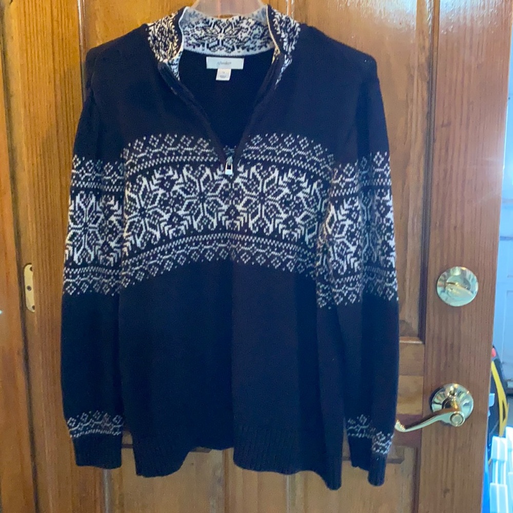 CJ Banks Black & White Snowflake Sweater Size 1X